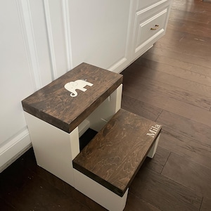 Personalized Children&#39;s Step Stool: Handmade Kitchen Step Ladder
