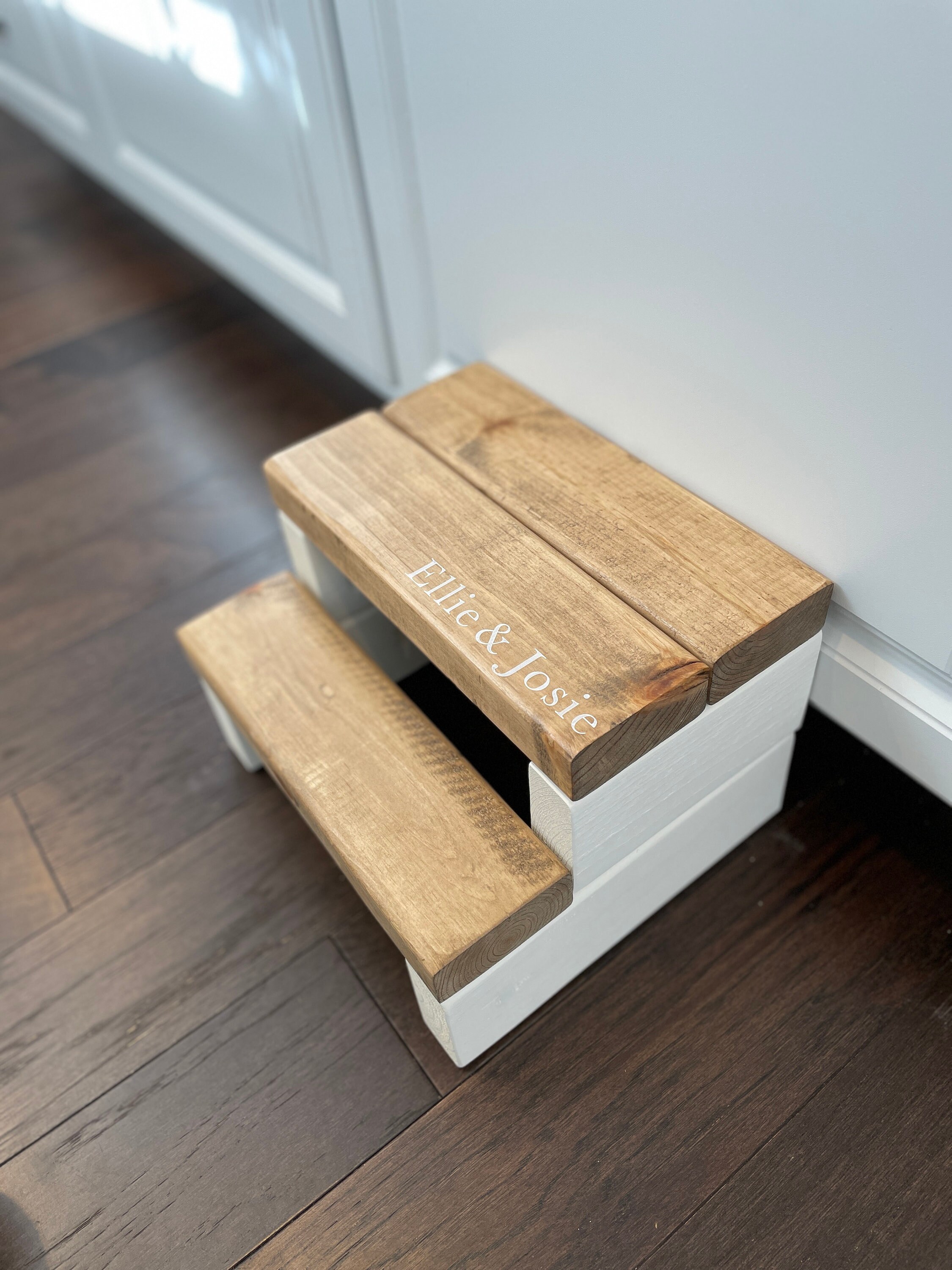 Rustic Kids Step Stool: Personalized Wooden Toddler Tower - Thumbnail 3