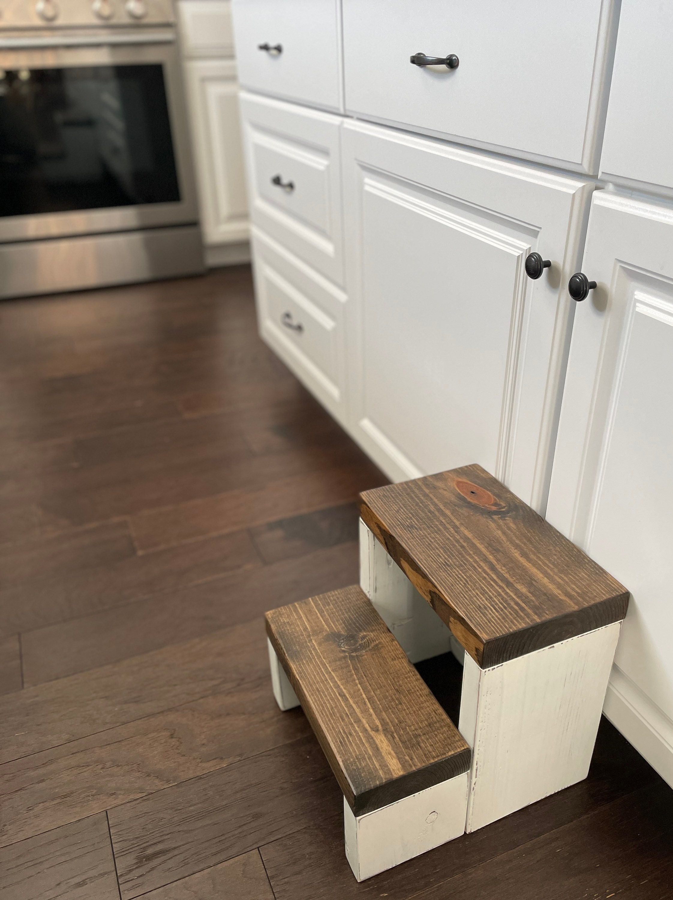 Handmade Two Step Stool, Kids Kitchen Helper, American Made