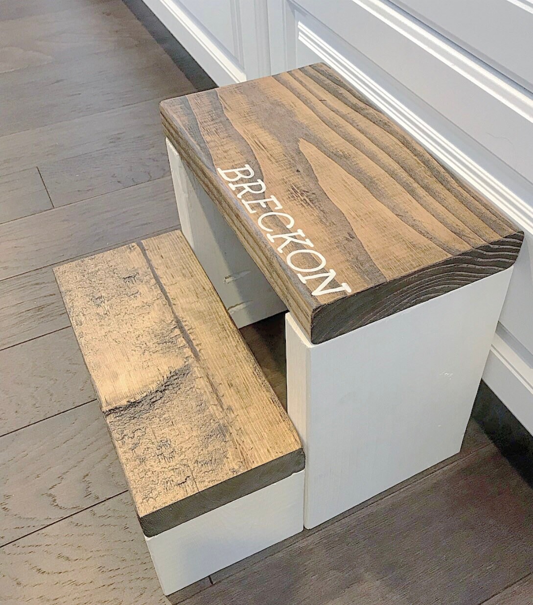 Personalized Toddler Step Stool: Wood Kitchen Stool, Custom Name - Thumbnail 5