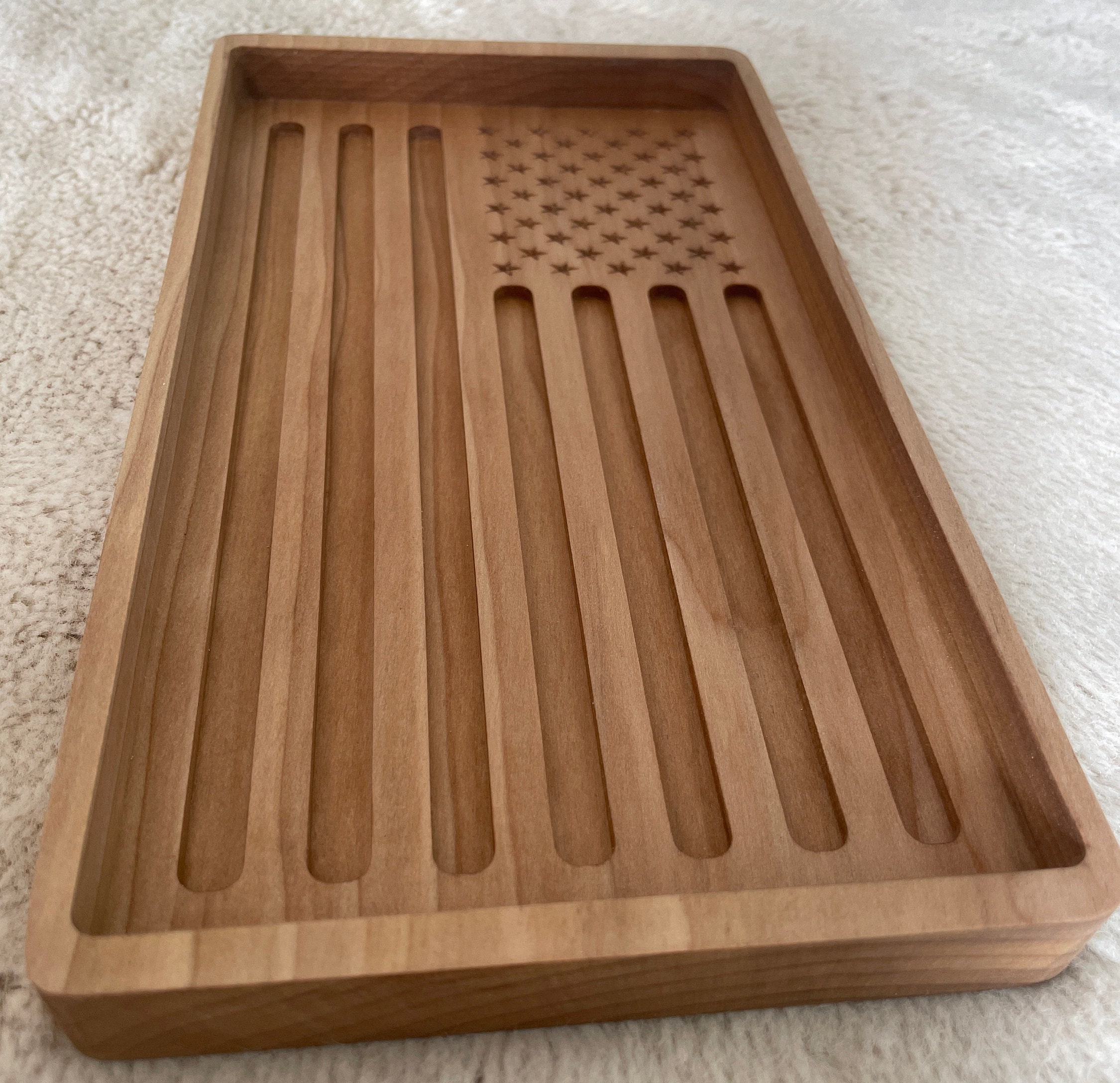 Engraved American Flag Wood Tray: USA Catch All Tray - Thumbnail 2