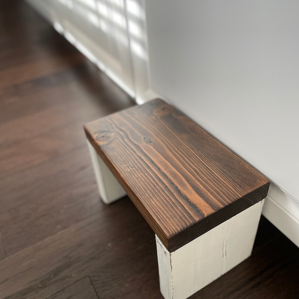 Escabeau pour tout-petit en bois fait main : marche simple rustique