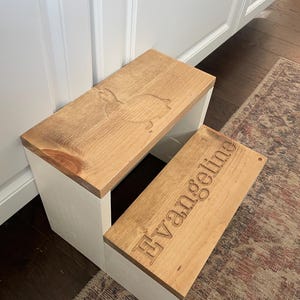 Engraved Modern Kids Step Stool, Personalized Kid Step Stool, Engraved Toddler Step Stool,Step Stool, Rustic Step Stool, Engraved Step Stool