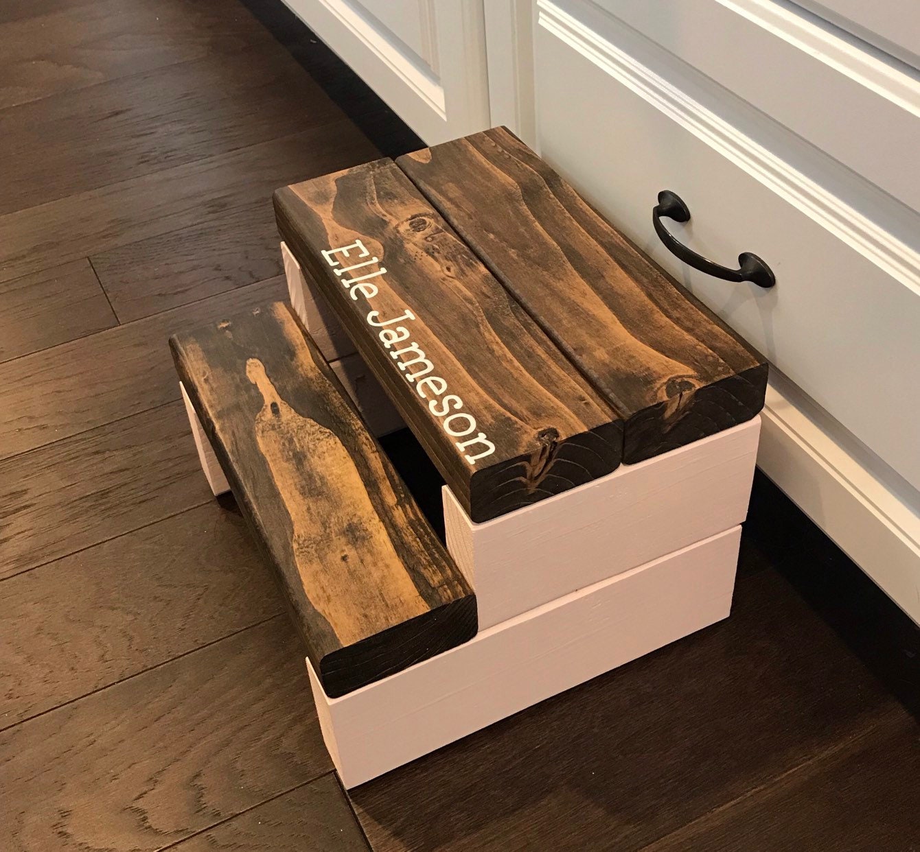 Rustic Kids Step Stool: Personalized Wooden Toddler Tower - Thumbnail 7