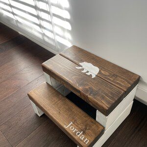 Personalized Rustic Kids Step Stool With Graphic - Etsy