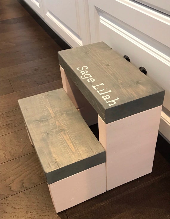 Personalized Rustic Kids Step Stool Personalized Kid Step Etsy