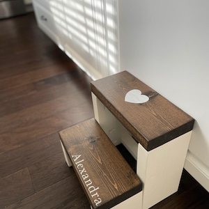 Personalized Wooden Step Stool: Toddler Kids Bedroom Furniture