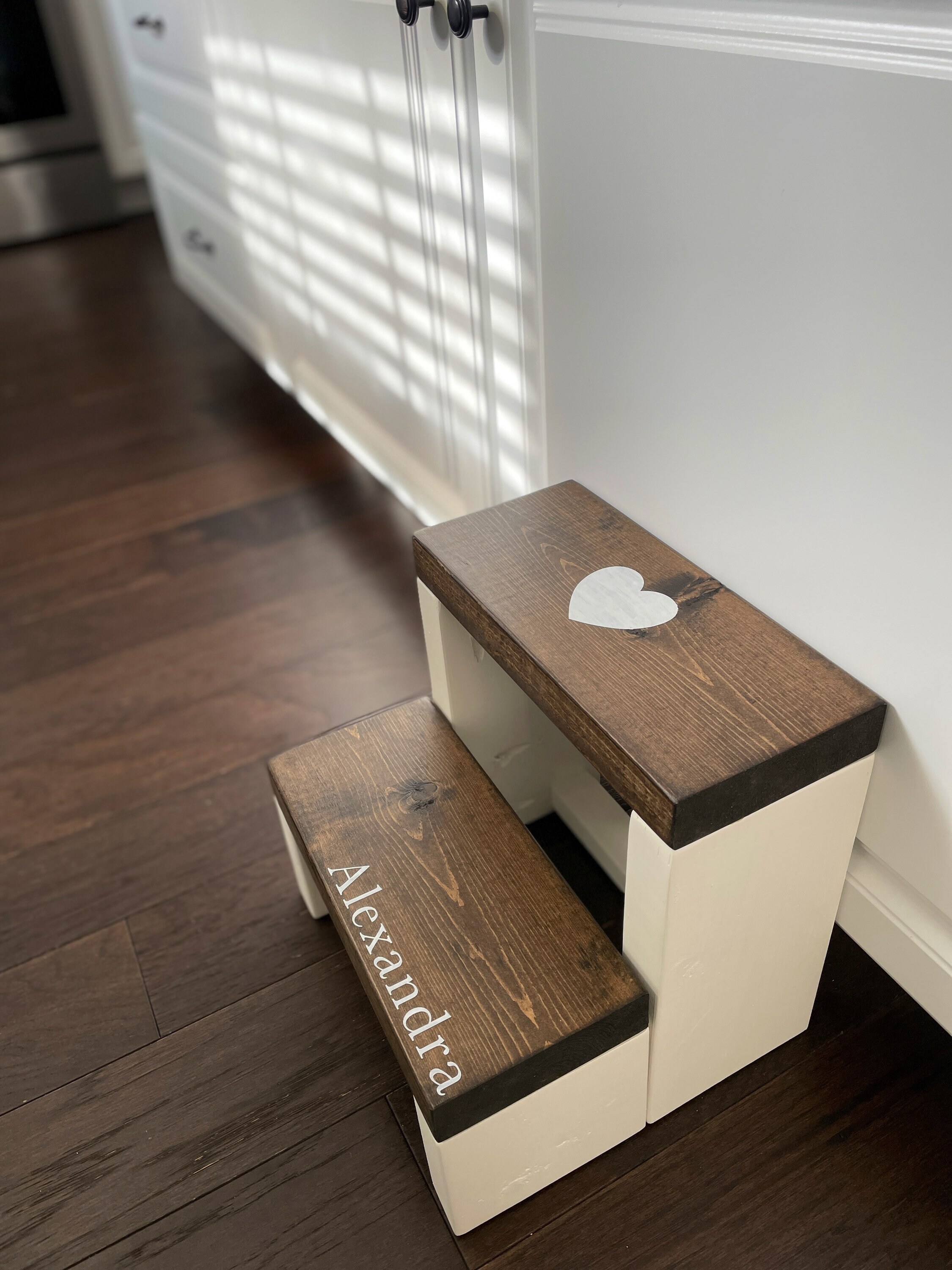 Personalized Wooden Step Stool: Toddler Kids Bedroom Furniture