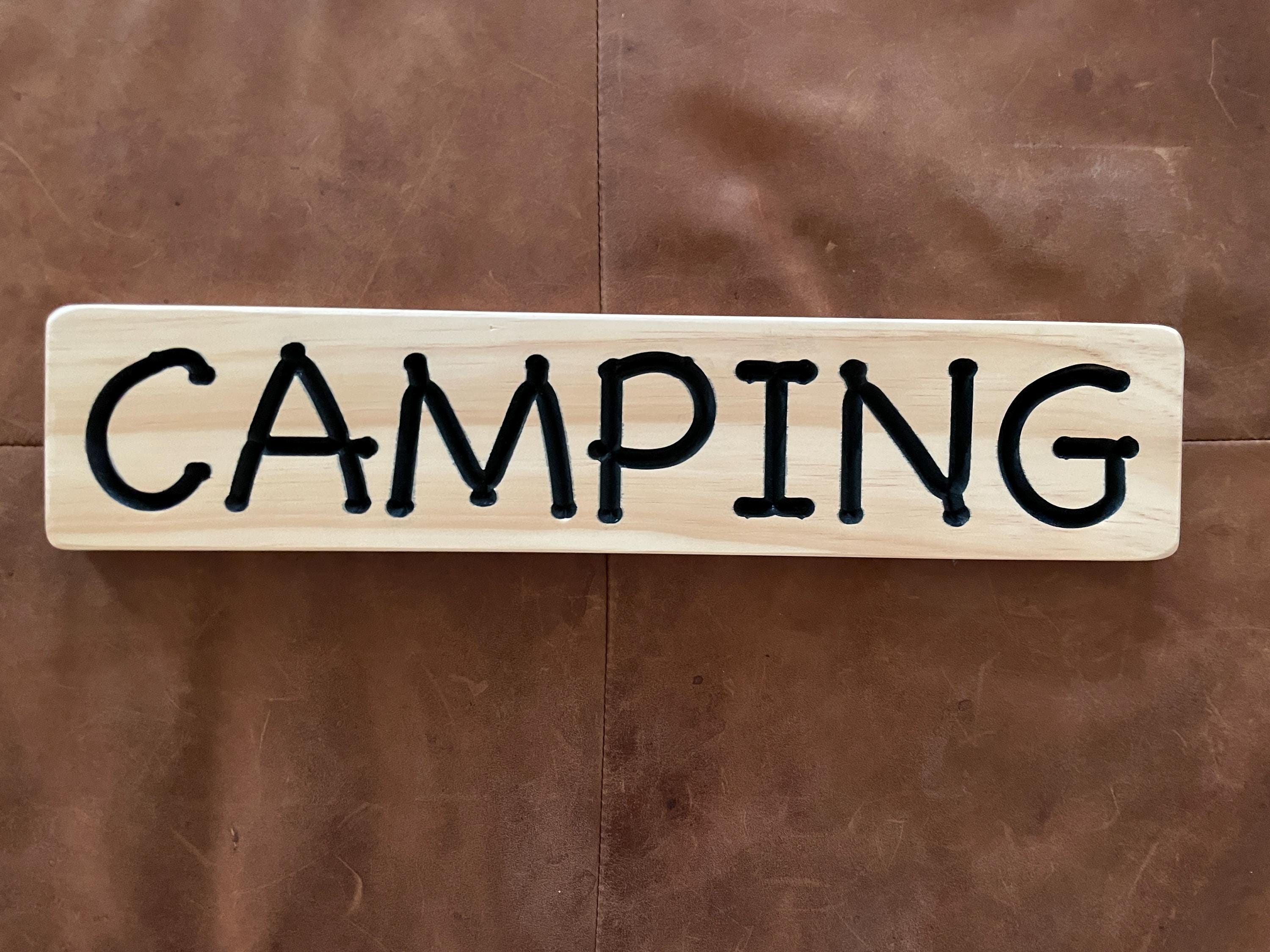 Handcrafted Wood Camping Sign: Rustic Cabin Decor (16.5" x 3.5") - Thumbnail 7