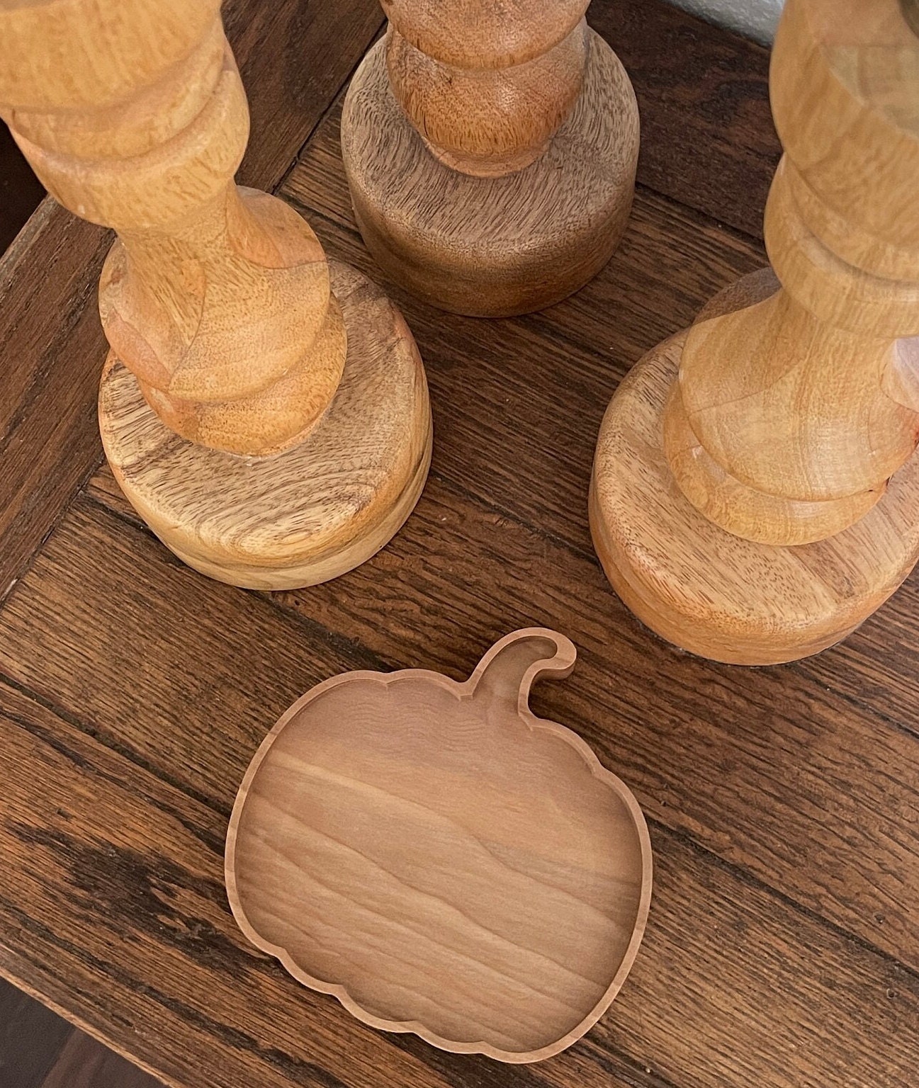 Hardwood Pumpkin Drop Tray, Fall Decor, Catch All Tray - Thumbnail 2