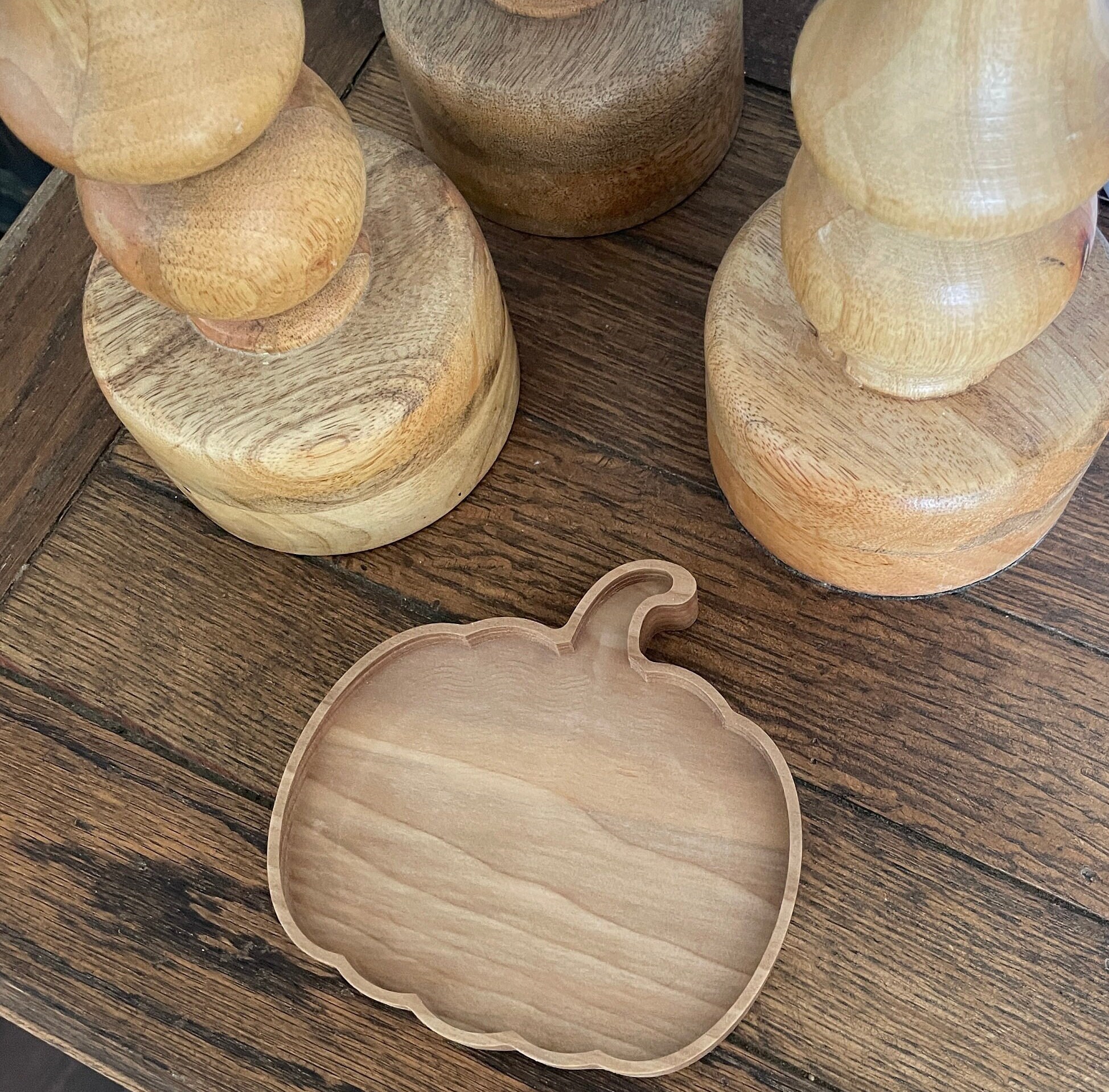 Hardwood Pumpkin Drop Tray, Fall Decor, Catch All Tray - Thumbnail 7