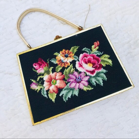 Antique Vintage across-stitch Purse 40s 50s