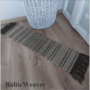 Woven rug, Handwoven rug, Boho ,Vintage, Home, Decor 42 1/2 x 11 108 cm x 28 cm 80% wool image 3