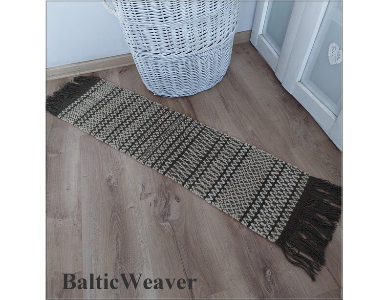 Woven rug, Handwoven rug, Boho ,Vintage, Home, Decor 42 1/2 x 11 108 cm x 28 cm 80% wool image 3