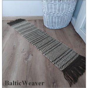 Woven rug, Handwoven rug, Boho ,Vintage, Home, Decor 42 1/2 x 11 108 cm x 28 cm 80% wool image 2