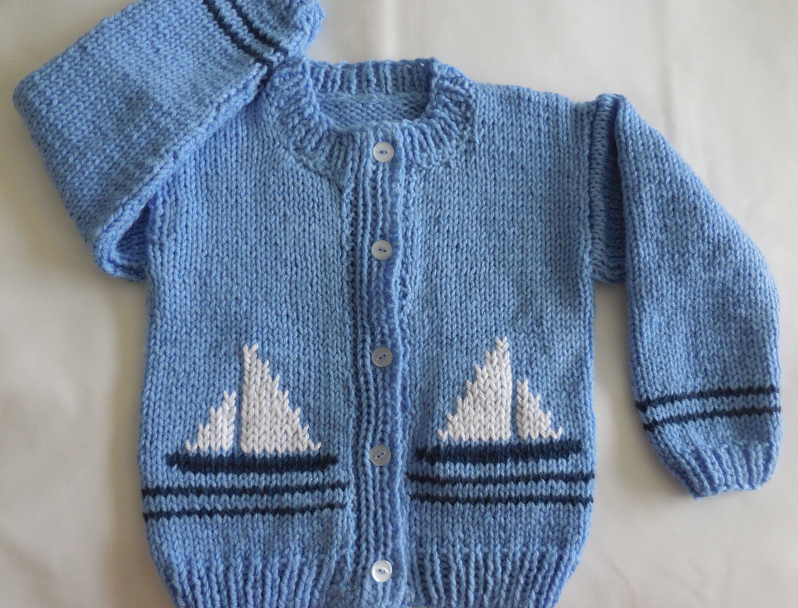 Claire & Charlie Boys Navy Blue Knit Shirt - Sailboats main image 0