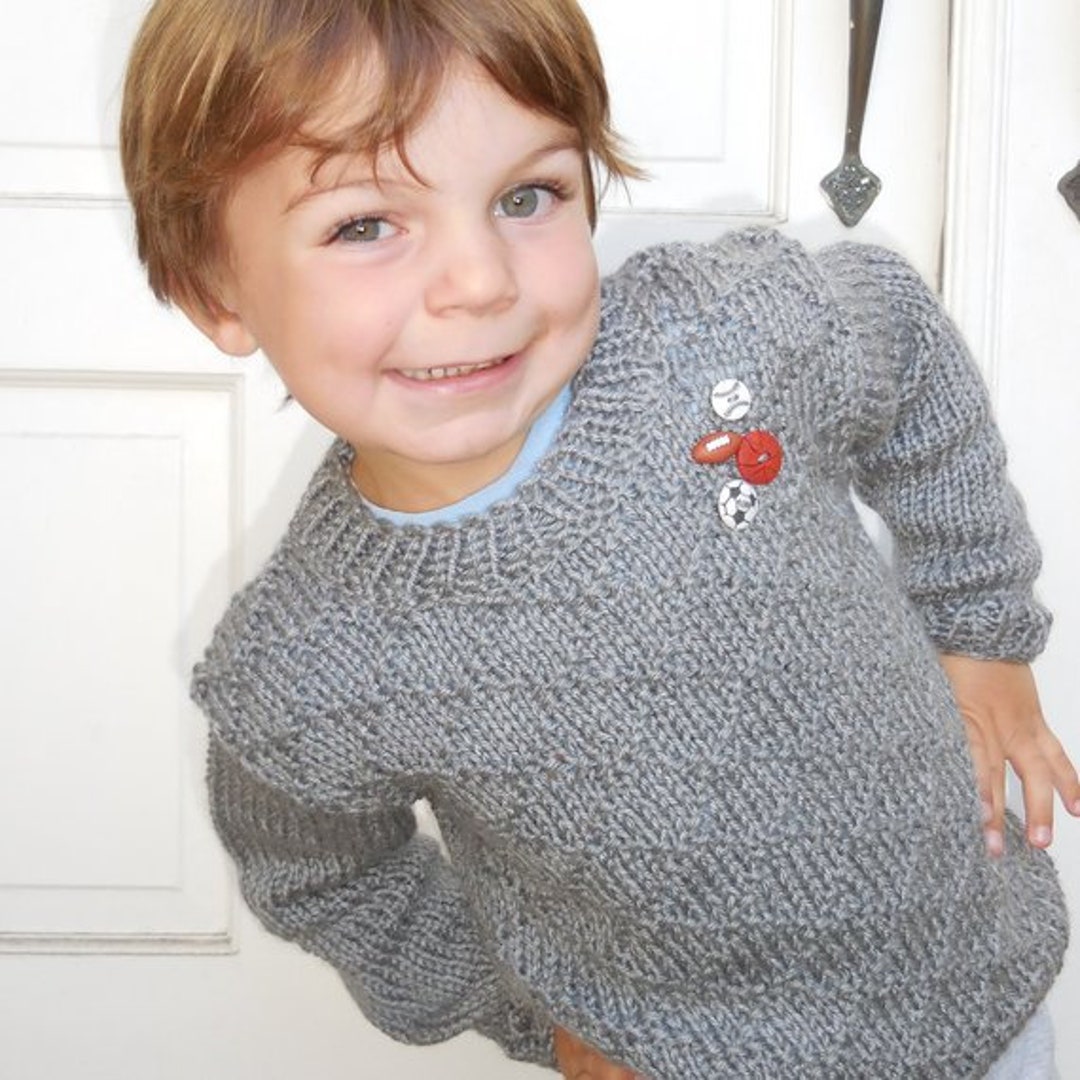 Handmade Knit Boy Sweater in Gray With Diamonds Gray Toddler Etsy