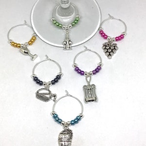 Wine Themed Wine Charms, Wine Themed Wine Glass Markers image 1