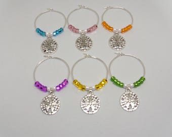 Sand Dollar Wine Glass Charms, Sand Dollar Wine Glass Markers, Beach Themed Glass Charms