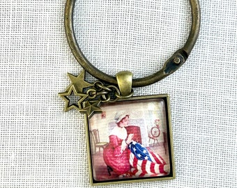 Patriotic Flag Sewing Thread Keep- Floss Ring