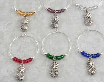 Pineapple Wine Charms, Pineapple Wine Glass Markers,  Pineapple Hostess Gift