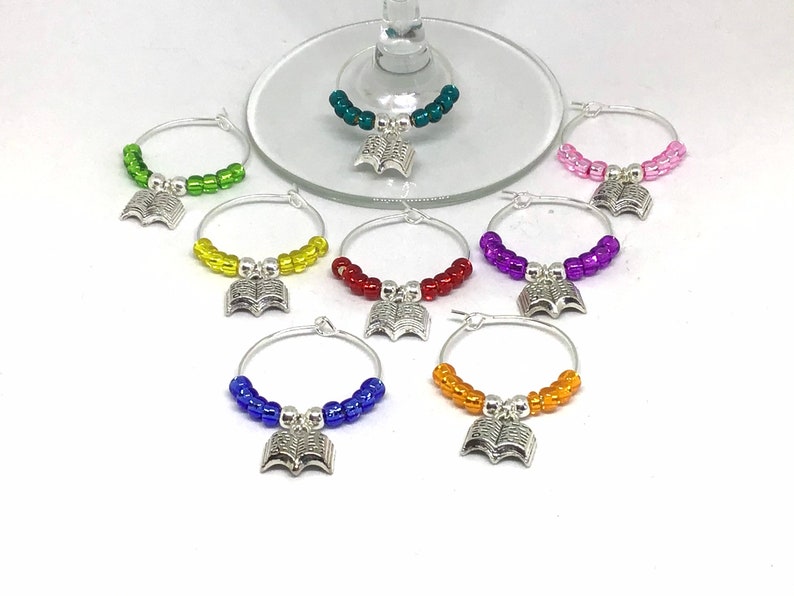 Book Club Wine Charms Book Group Wine Glass Markers Book Teacher Gift