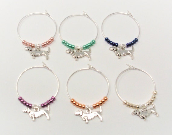 Daschund Wine Glass Charms, Daschund Wine Glass Markers, Dog lover wine gift