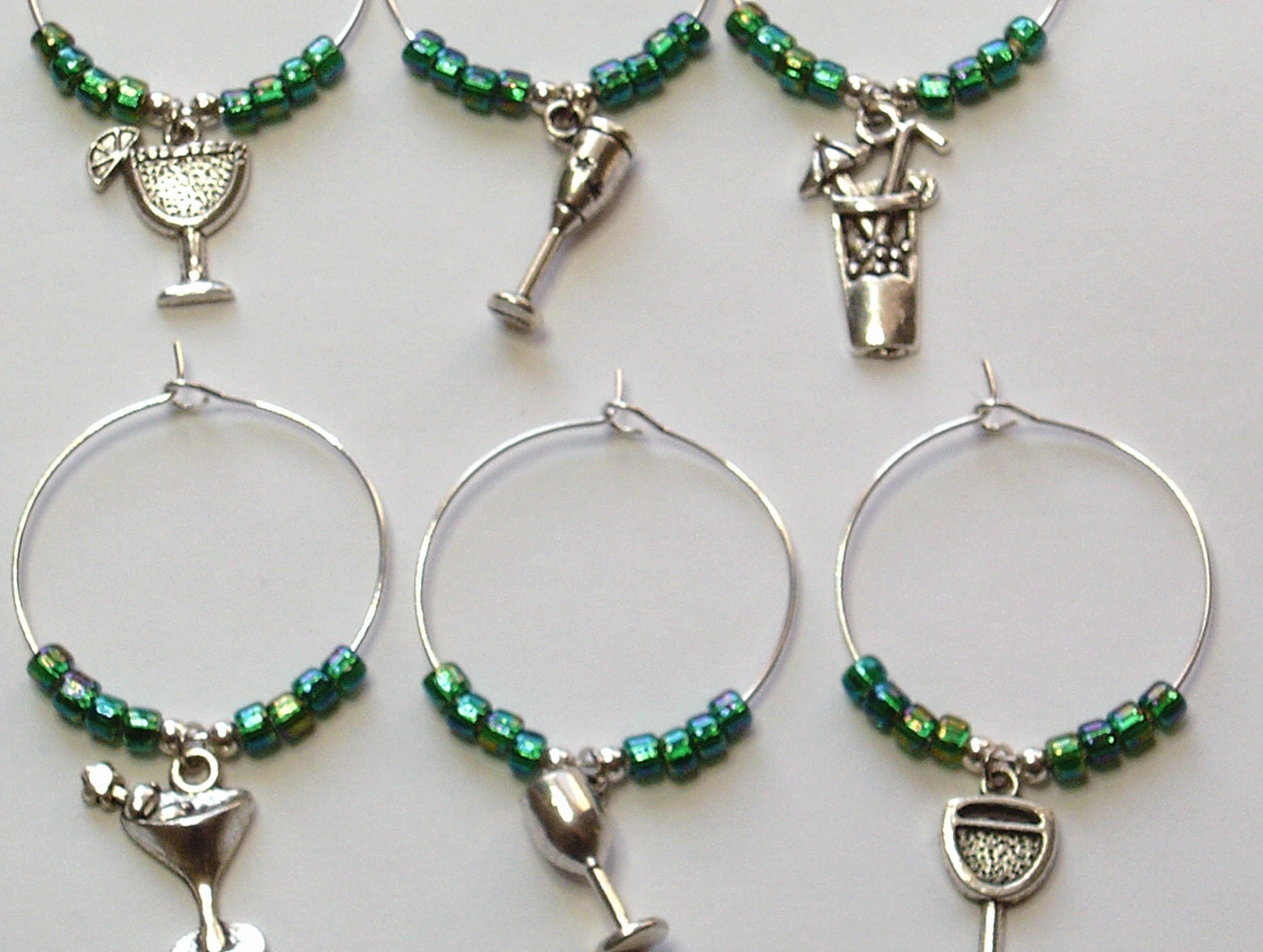 Drinking Glasses Wine Charm Set Martini Glass Charm Set Wine Etsy