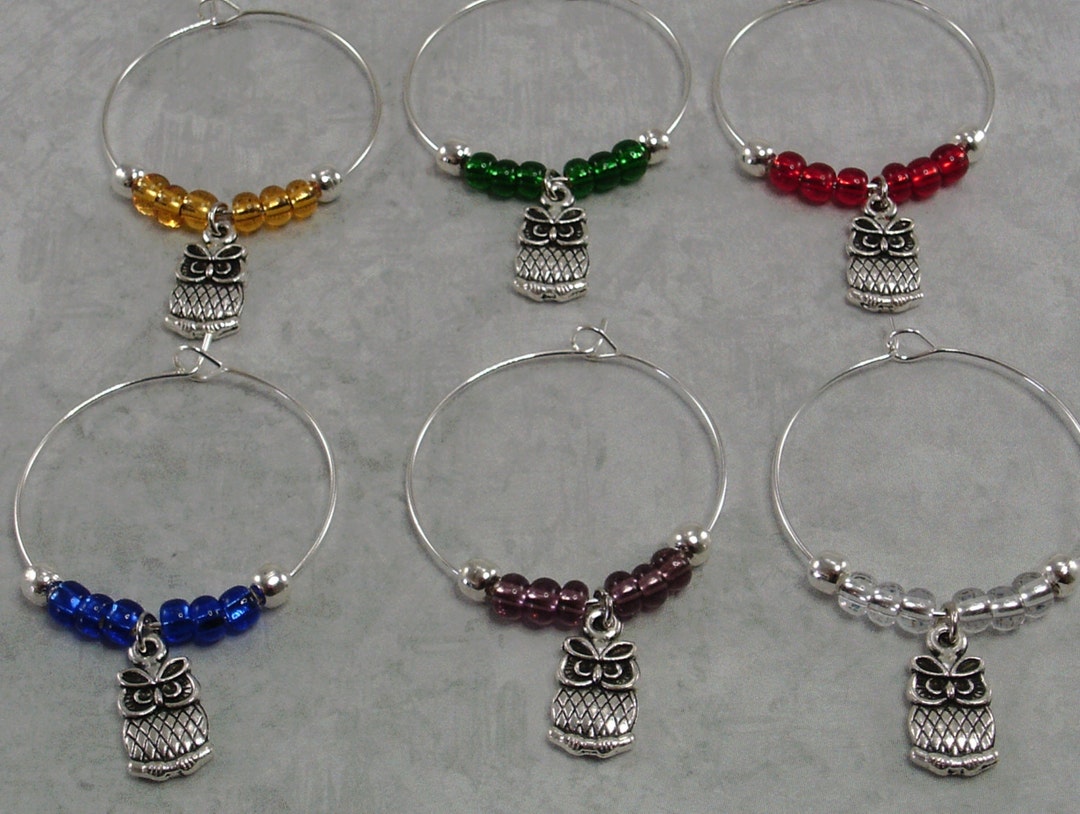 Owl Wine Charms, Owl Wine Glass Markers, Owl Gift Etsy