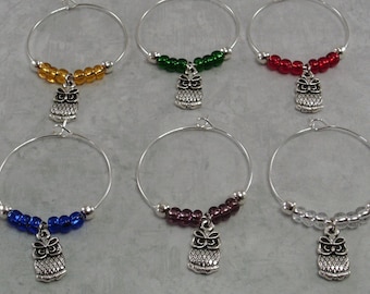 Owl Wine Charms, Owl Wine Glass Markers, Owl Gift