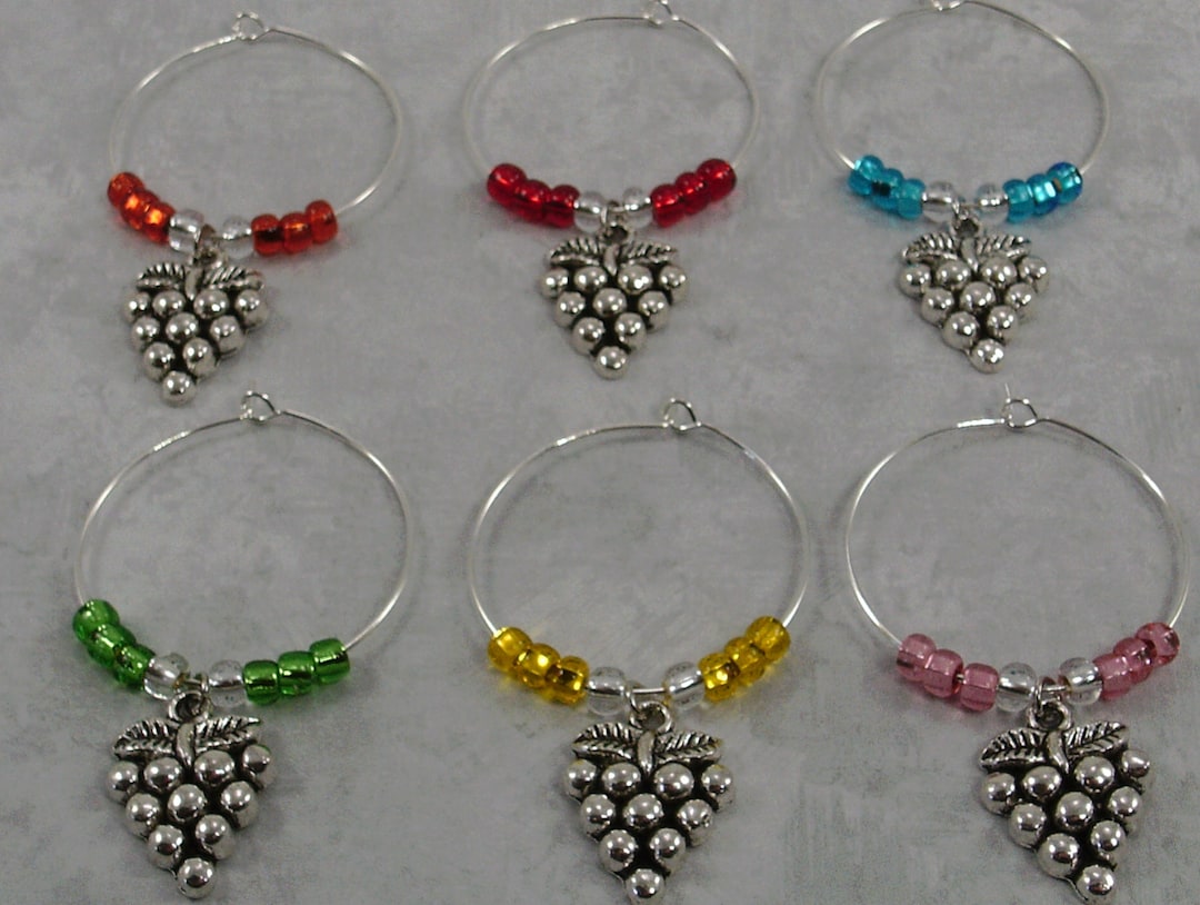 Grape Wine Glass Charms, Grape Cluster Wine Charms, Wedding Rehersal ...