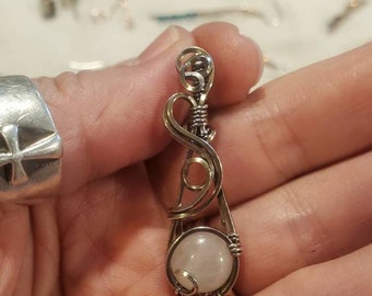 Sterling silver filled and rose quartz mini-pendant