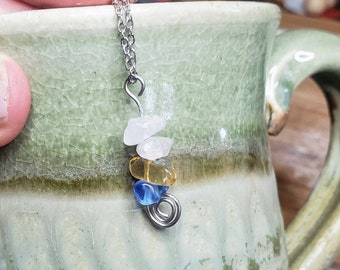 Birthstone necklace wirewrapped semiprecious stone chip beads