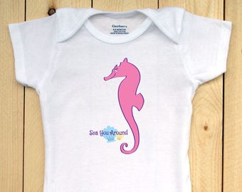Seahorse Onesie/ Seahorse Bodysuit/ Sea You Around/ Baby Shower Gift/ Cute Seahorse/ Sea Animal Onesie/ Sea Life Bodysuit/ Cute Onesie