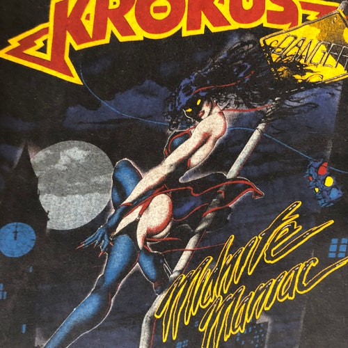 Vintage Krokus Tshirt // 1984 Midnite Maniac Tour shops Tee // 80s Metal Sleeveless Black Shirt // Heavy Metal Band Shirt // Krokus Blitz Size M-L