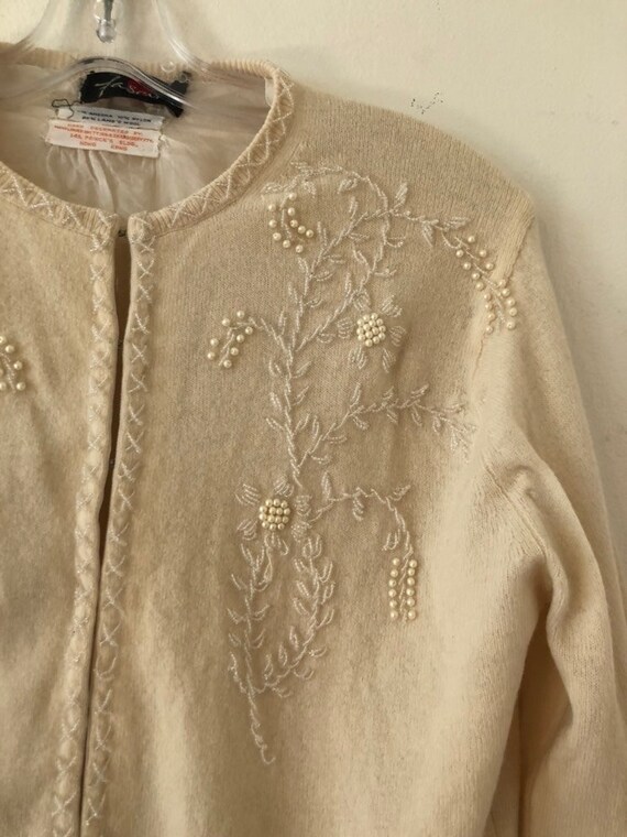 Vintage 50s Cardigan // 1950s Embroidered Sweater… - image 6