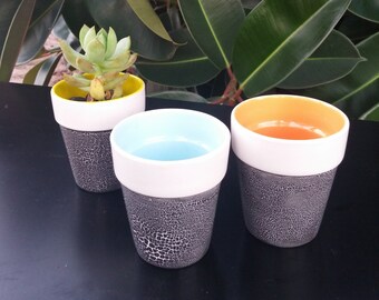 Sadzarka ceramiczna, Sadzarka do wnętrz, Sadzarka dla małych plantatorów, kryty ogród, Sadzarka ziół, ceramika szkliwiona, mała Doniczka ceramiczna, soczysty plantator, niebieski