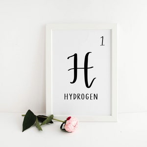 Periodic Table Numbers 1-20 Hydrogen to Calcium 5x7 Digital File Printables, Instant Download Chemistry, Elements, Science, Wedding image 1