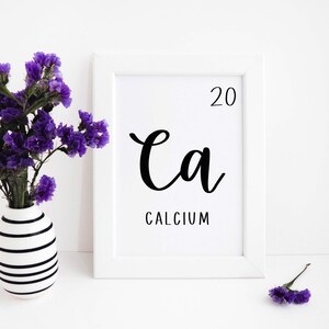 Periodic Table Numbers 1-20 Hydrogen to Calcium 5x7 Digital File Printables, Instant Download Chemistry, Elements, Science, Wedding image 2