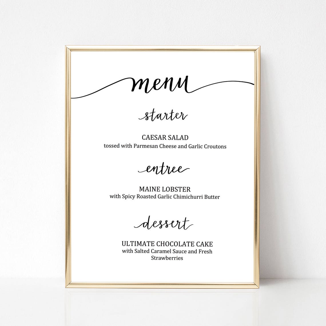 Simple Menu Template Starter, Entree, Dessert Printable, Instant Simple Menu Template Starter, Entree, Dessert Printable, Instant