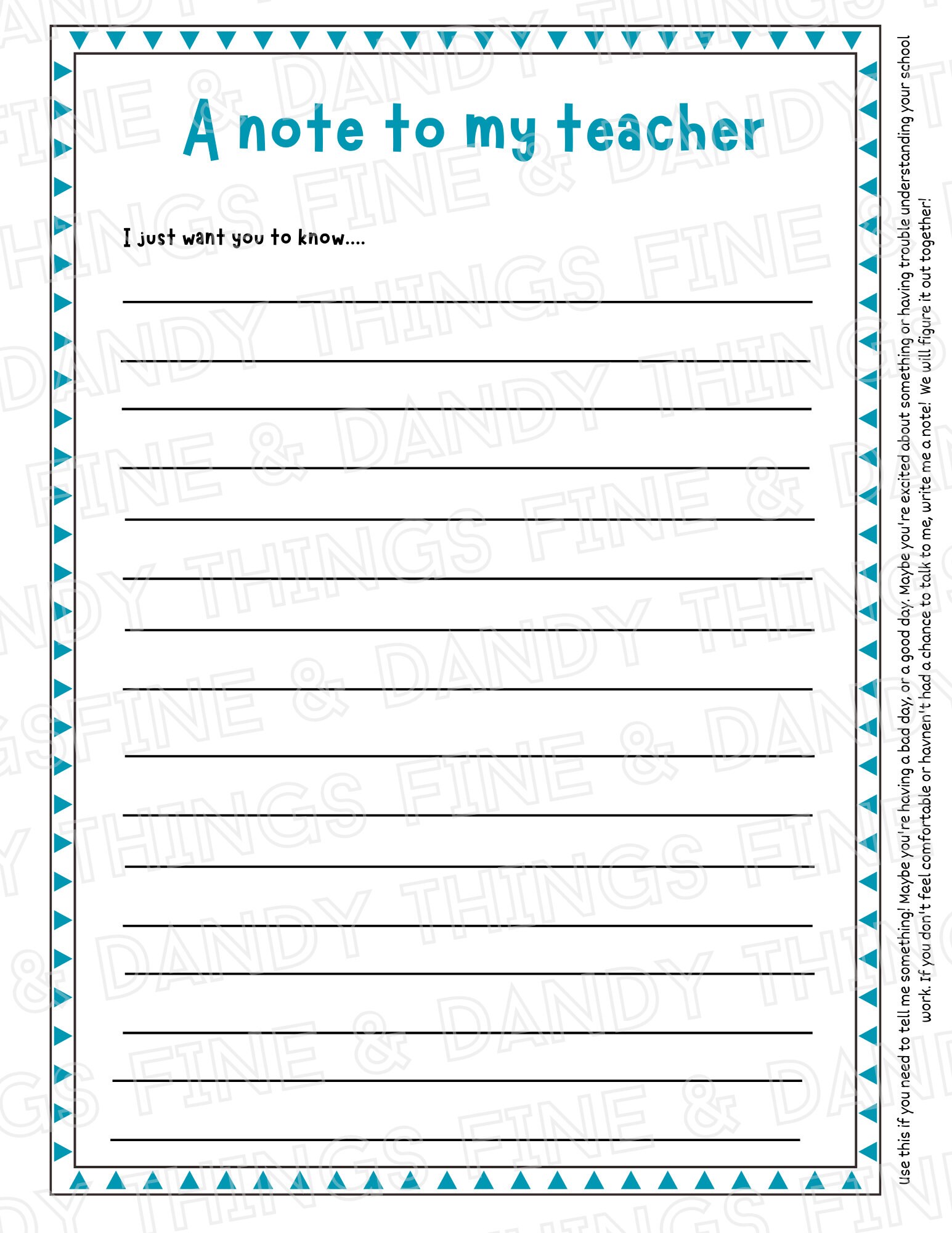 Teacher Handout Digital Download Start of Schoolroom Handouts Classroom ...