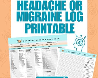 Headache or Migraine Log Printable - Digital Download Medical Log Headache Tracker and Graph