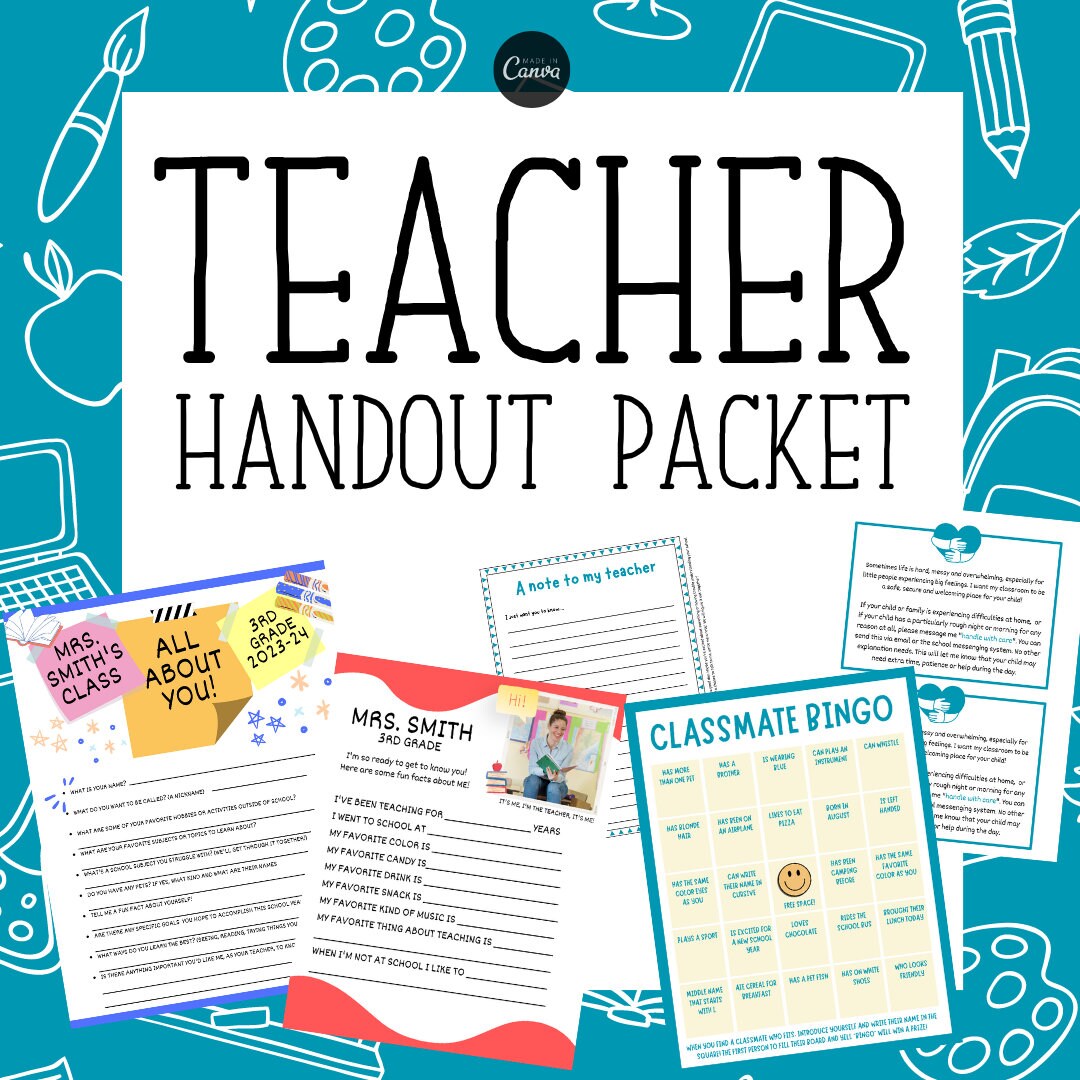 Teacher Handout Digital Download Start of Schoolroom Handouts Classroom