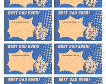 Best Dad Ever Coupon Book - Easy Father's Day or Birthday Gift for Dads - Printable Coupon Book Gift