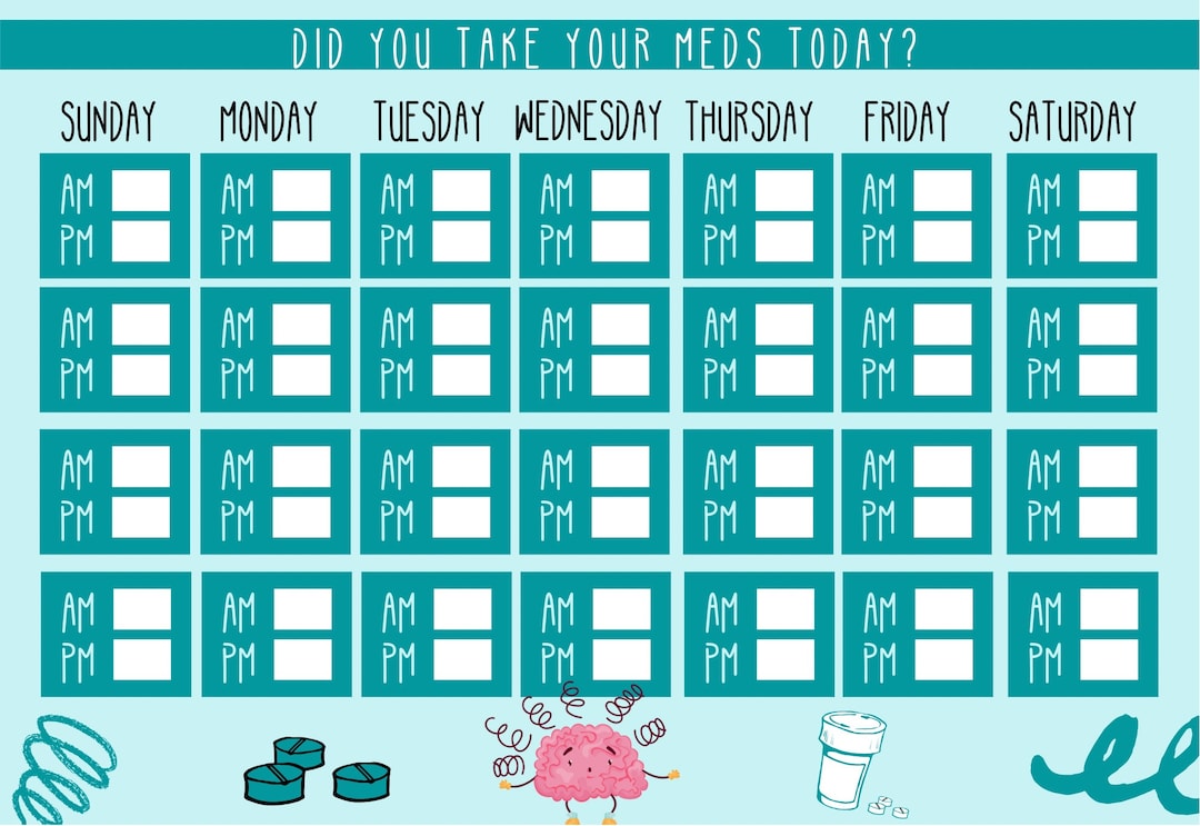 Medication Tracking Chart Digital Download - Etsy