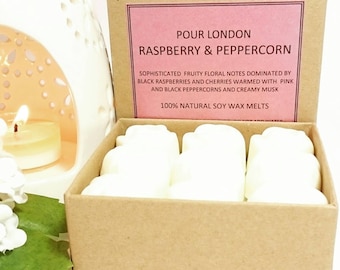 Raspberry and Peppercorn Scented Soy Wax Melts x 9