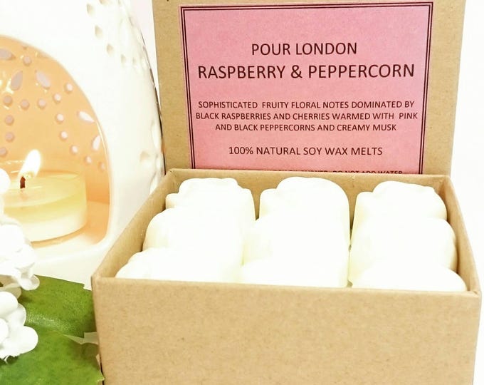 Raspberry and Peppercorn Scented Soy Wax Melts x 9