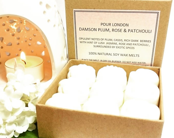 Damson Plum,Rose & Patchouli Scented Soy Wax Melts x 9