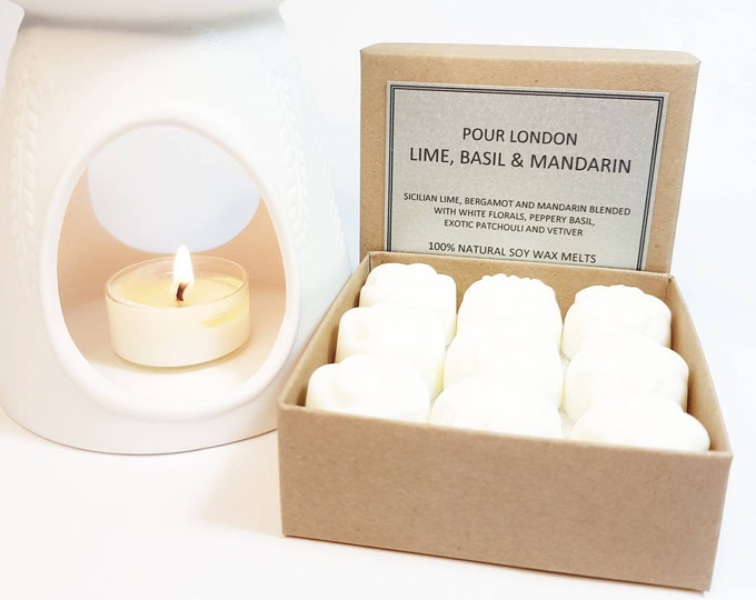 Lime, Basil & Mandarin Eco soy scented wax melts x9