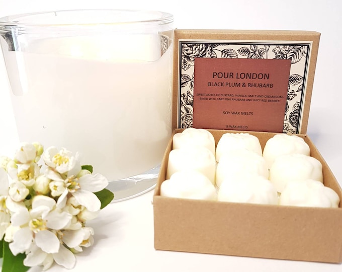 Black Plum & Rhubarb Scented Soy Wax Melts x 9